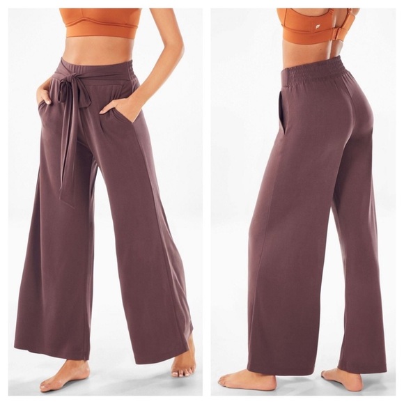 Fabletics Chris Washed Tricot Wide Leg Pant Women Size Medium - Picture 1 of 12